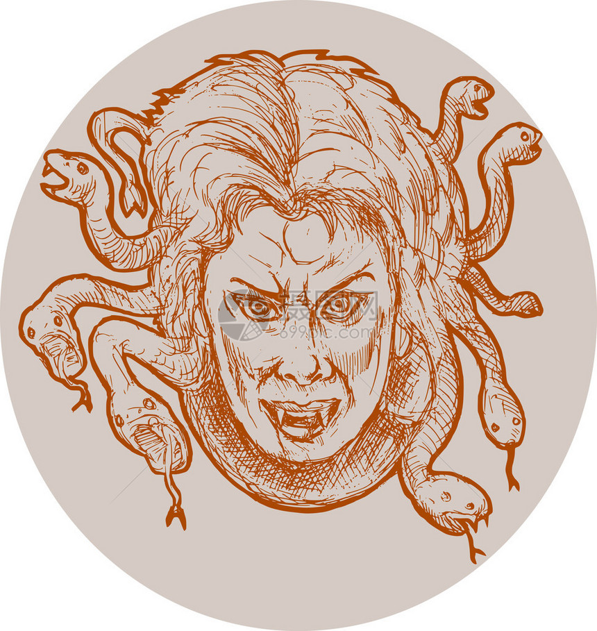 希腊神话中以蛇为头发的gorgon女怪物美杜图片
