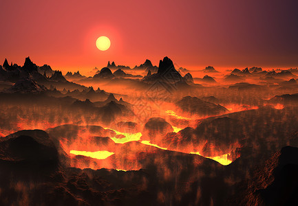 山福勒克奇幻的火山风景在外星球设计图片