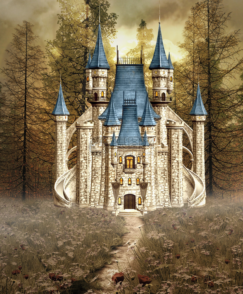 魔法灰姑娘城堡在森林里图片