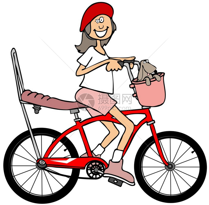 一个小女孩在骑红色自行车时戴头盔图片