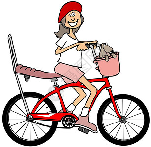 黄菇娘一个小女孩在骑红色自行车时戴头盔插画