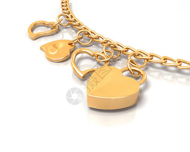 金项链金心手镯的3D渲染设计图片