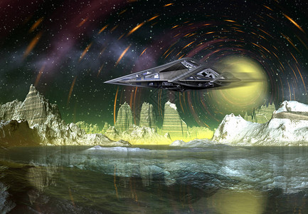3D使用航天船的幻影外星景观图片