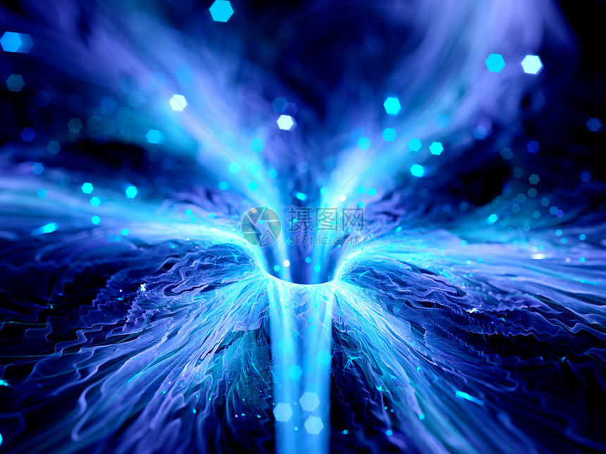 空间中蓝色闪亮的神奇虫洞计算机生图片