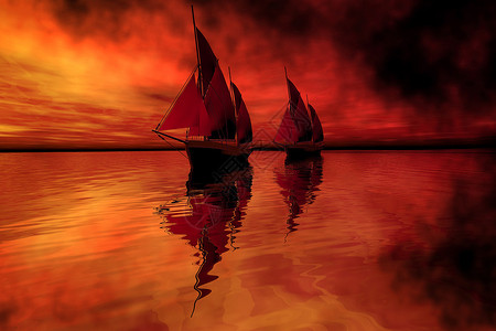 两艘牵引船在日落时航行于平图片