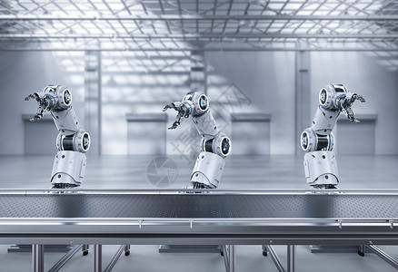 自动化工厂只能设施机器人背景图片