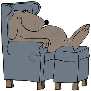这个插图描述了一只在椅子上半睡图片