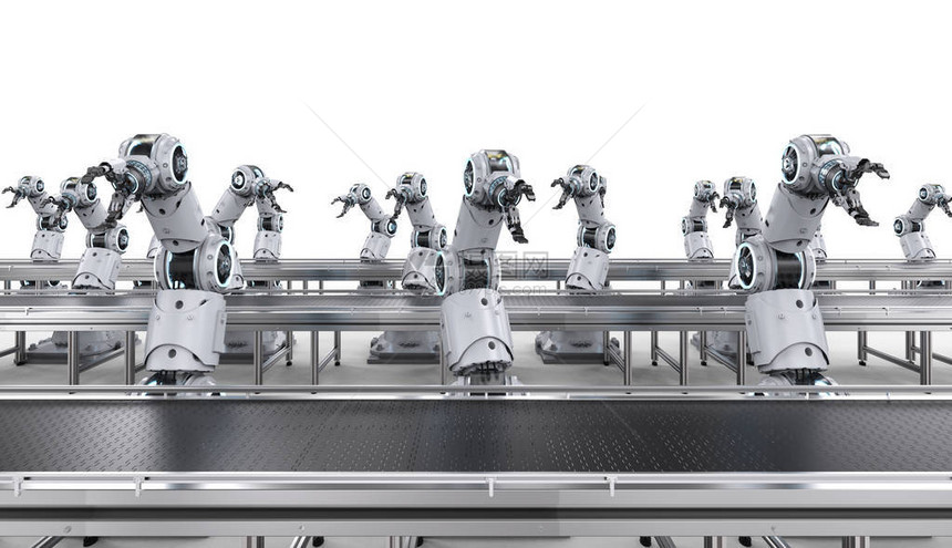 工厂内3D制成机器人装配线的自动图片