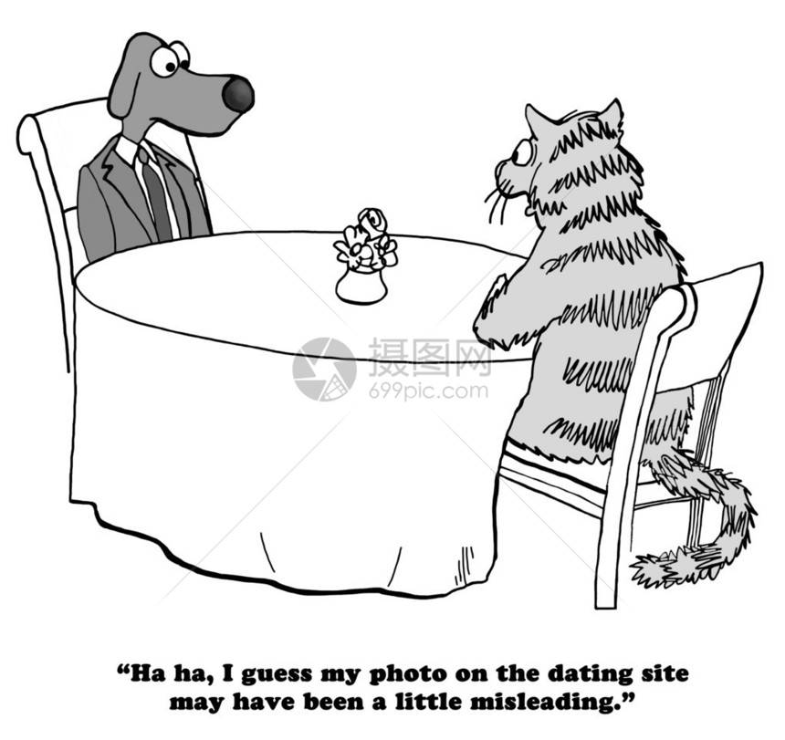 第一次约会时黑白一幅狗和猫的图画这只猫的照片图片