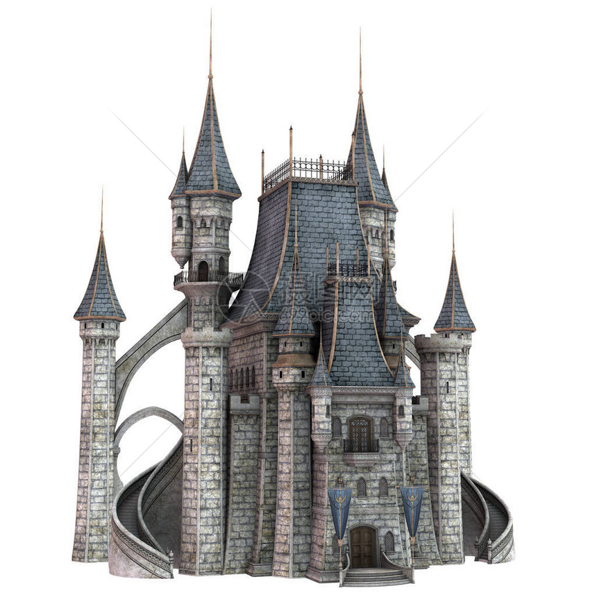 3D白色背景的仙子城堡图片