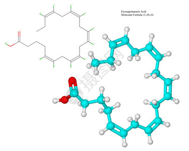 维生素f欧米茄3二十碳五烯酸EPA分子高清图片