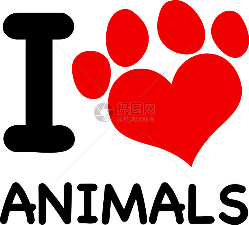我喜欢用红心纸打印的我爱动物文本图片