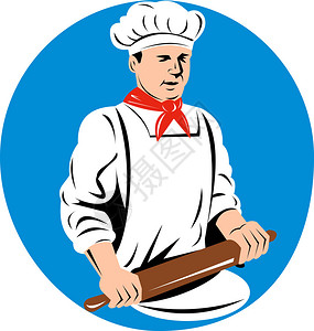说明一名厨师厨师或面包师以反图片