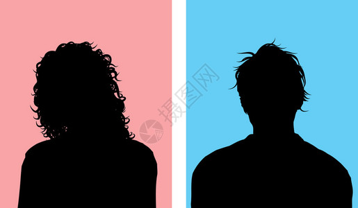 男和女头像的剪影背景图片
