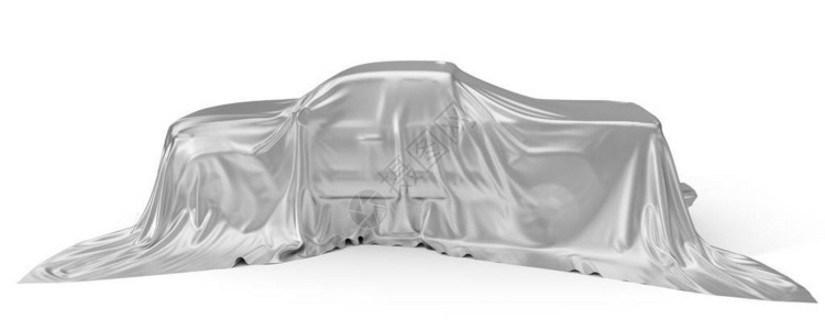银色丝绸覆盖皮卡车概念3d插图适用于任何智能汽车自动驾驶仪或图片