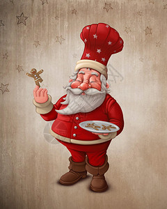 圣诞老人糕点厨师用姜饼人干图片