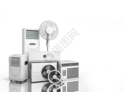 静音空气加湿器白色背景3d重发器空调设设计图片