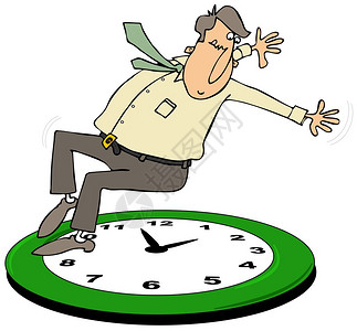 这个插图描绘了一个人回到一个大钟上为日光节省时间图片