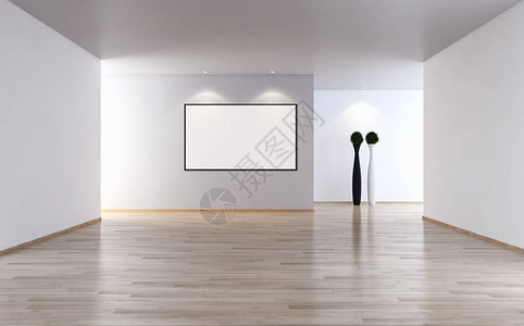 现代明亮室内空房间带有模型海报框架3图片