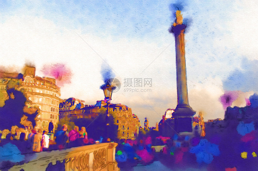 一个漂亮的伦敦水彩画对任何印刷和电子媒体来说图片