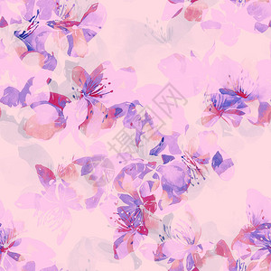 水彩花卉粉色背景图图片