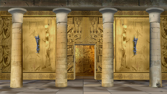古埃及寺庙大厅的数码绘画配图片