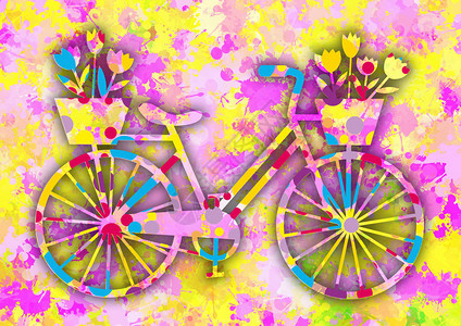 旧自行车用水上花朵图片