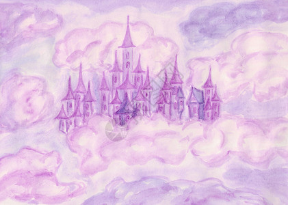城堡丽城手画照片水彩梦乡设计图片