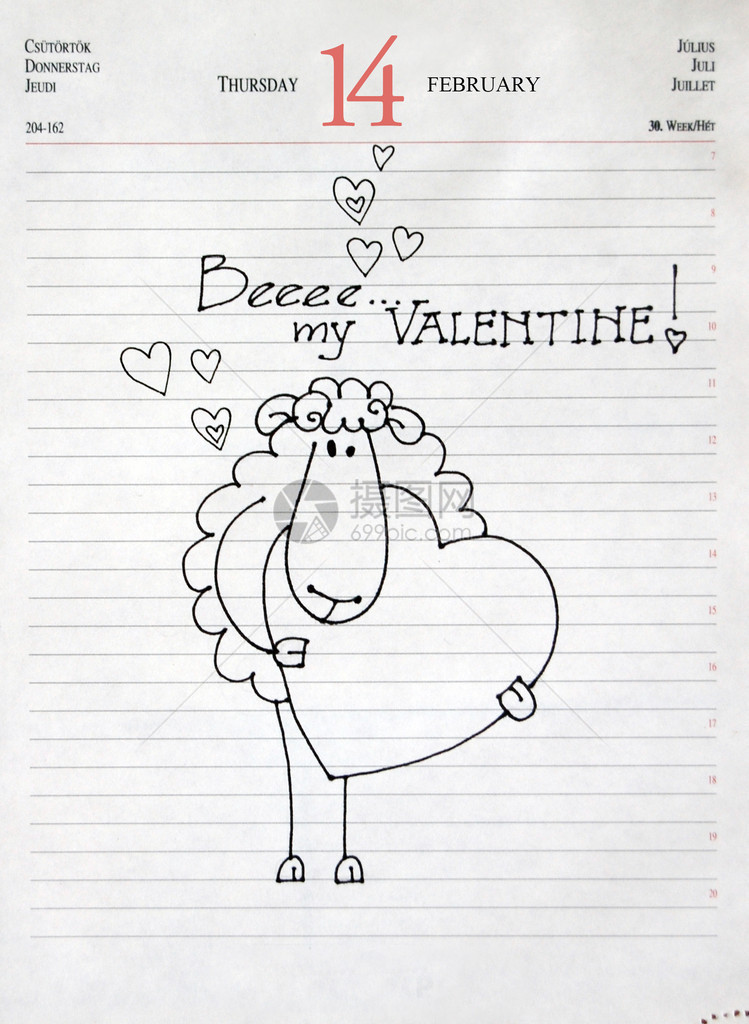 情人节设计与插图可爱的羊抱着心图片