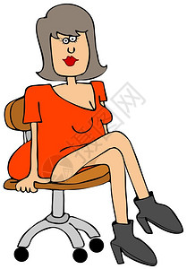 这个插图描绘了一位漂亮女孩坐在椅子上双图片