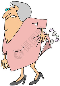 通气这个插图描绘了一位老妇人徒步插画