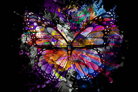 与蝴蝶的抽象艺术背景图片