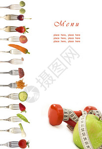 蔬菜和水果的饮食菜单图片