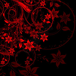 黑色背景上的装饰花卉设计背景图片