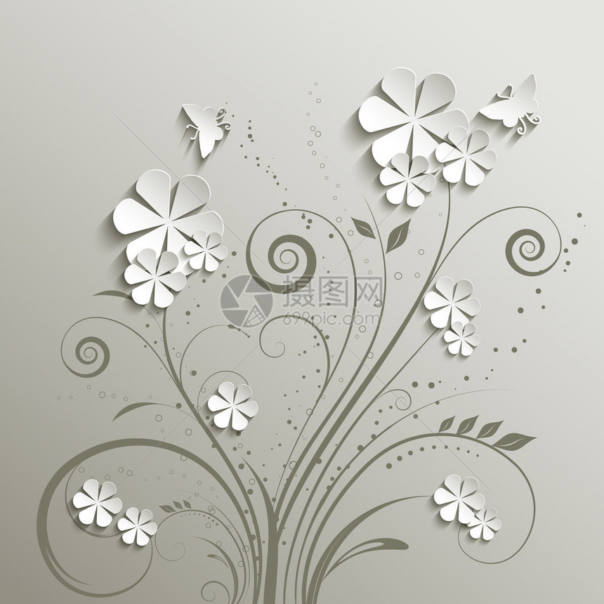 与蝴蝶的装饰花卉背景图片