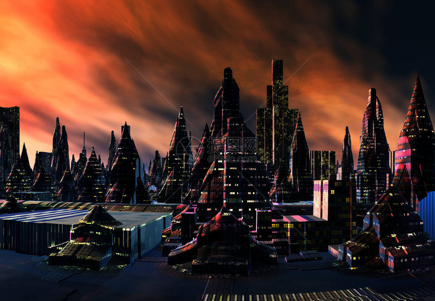 3D奇幻外星城市图片