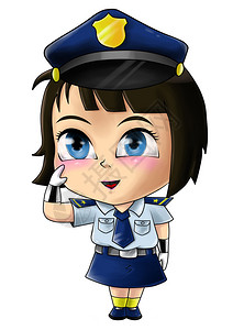 可爱的女警察卡通插图图片
