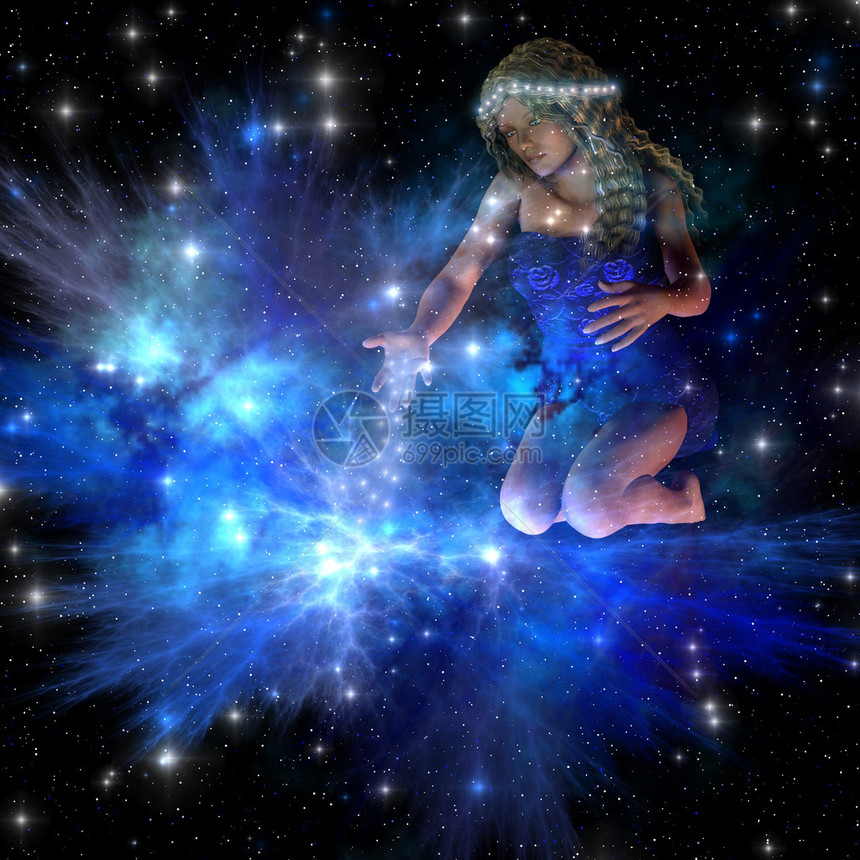 维斯塔神在宇宙中散布恒星创造星图片