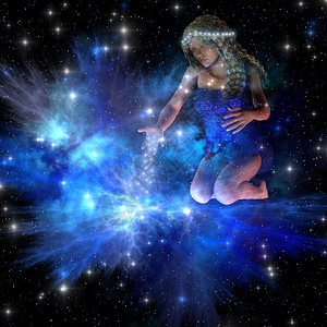 维斯塔神在宇宙中散布恒星创造星背景图片