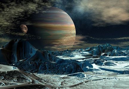 汉拿山奇怪与山和月亮的幻想外星人风景设计图片
