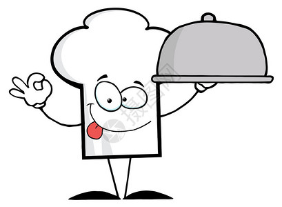 起首卡通厨师的帽子以餐插画