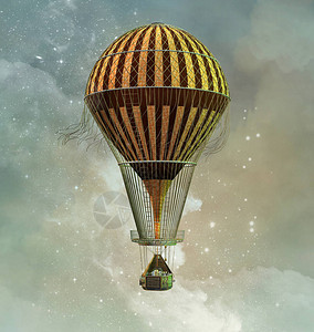 蒸汽朋克幻想热气球在图片