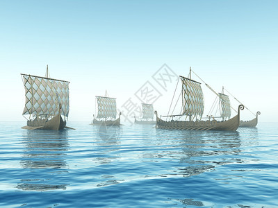 计算机生成的3D插图与VikingShips图片