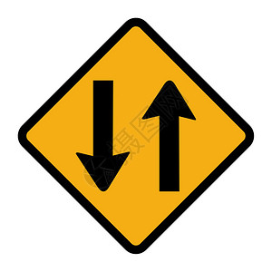 橙色钻石塑造了两条路的交通标志在白色图片