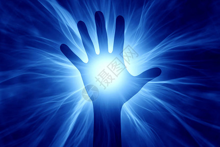有能量束的人手图片