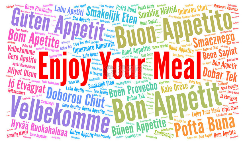 用不同的语言享受你的饭菜词云图片
