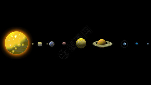阿利亚尔以回溯式方用黑色背景设置的行星太阳系对设计图片