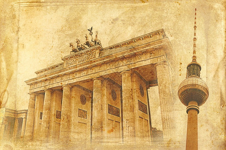 成都电视塔地标一个非常好的拼贴柏林城市德国古老设计图片