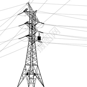 高压电力线插图的剪影图片