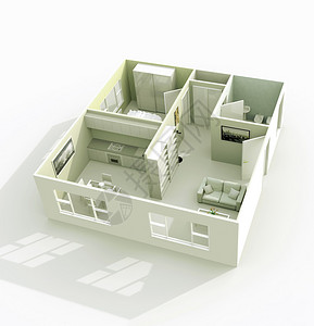 家庭公寓3D建筑模型渲染背景图片